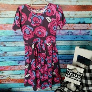 Amelia, gray with pink/blue roses